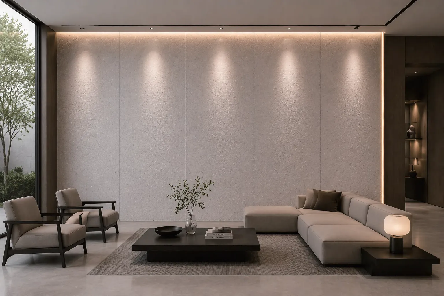 Light grey stone panel installed